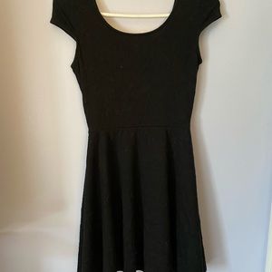 Black Textured Skater Dress